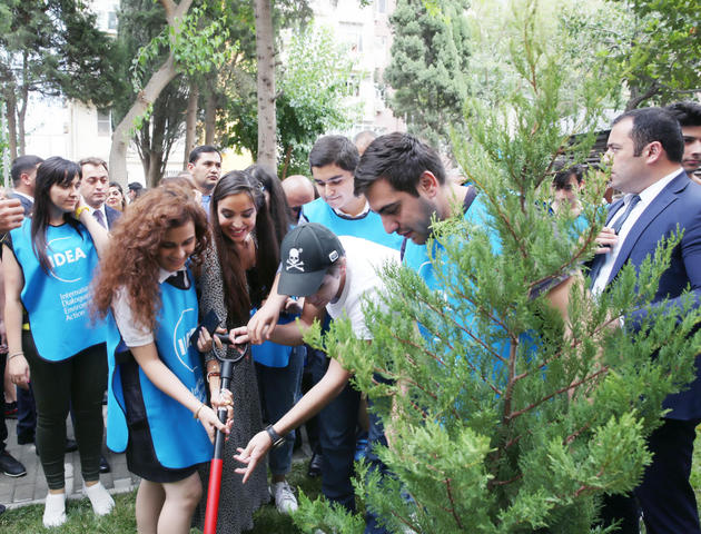 Лейла Алиева приняла участие в открытии благоустроенного двора в Баку