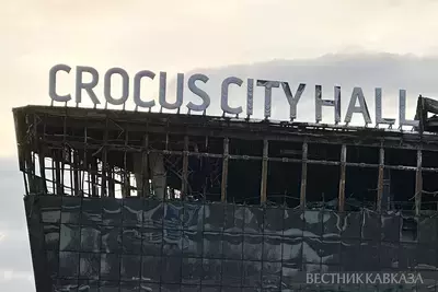 Здание концертного зала “Крокус Сити Холл“ после теракта