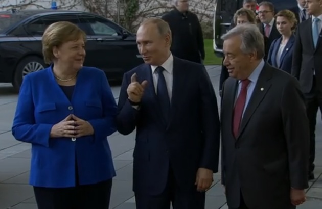 Путин, Меркель и Гутерреш поговорили по-русски перед конференцией по Ливии (ВИДЕО)