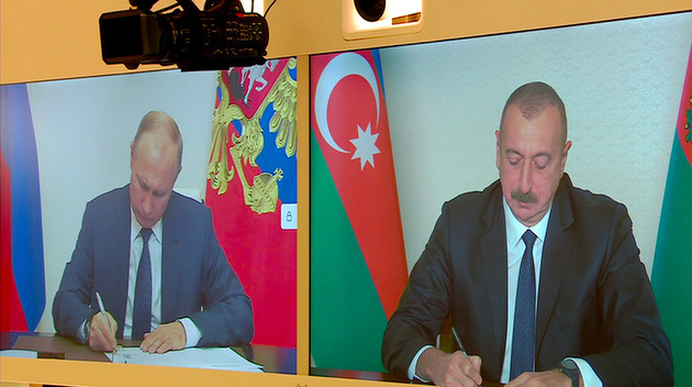 Владимир Путин и Ильхам Алиев провели видеомост и подписали соглашение по Карабаху (ВИДЕО)