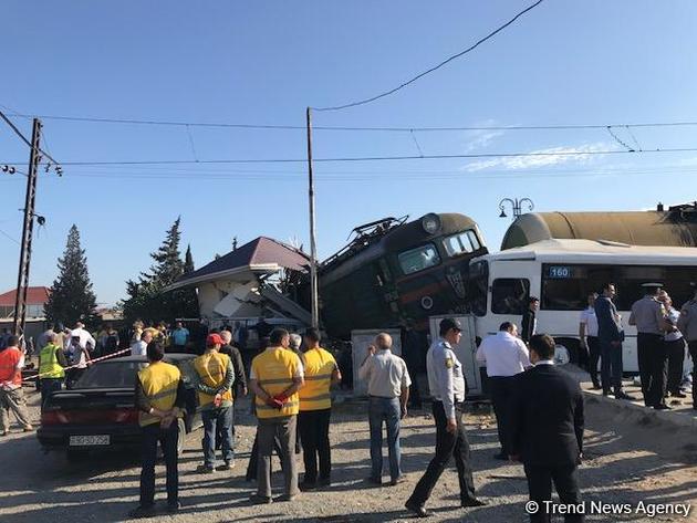 В Азербайджане поезд столкнулся с автобусом