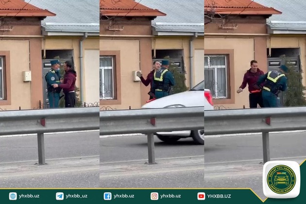 "Оружие пролетариата"? Водитель угрожал булыжником инспектору в Ташкентской области (ФОТО)