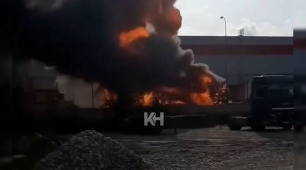 В распредцентре под Новороссийском пылал грузовик "Магнита"