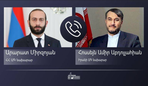 Мирзоян провел телефонный разговор с главой МИД Ирана