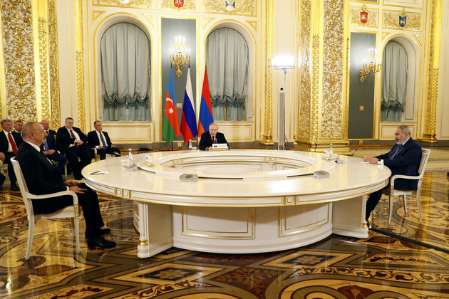 Встреча Владимира Путина, Ильхама Алиева и Никола Пашиняна в Москве 25 мая