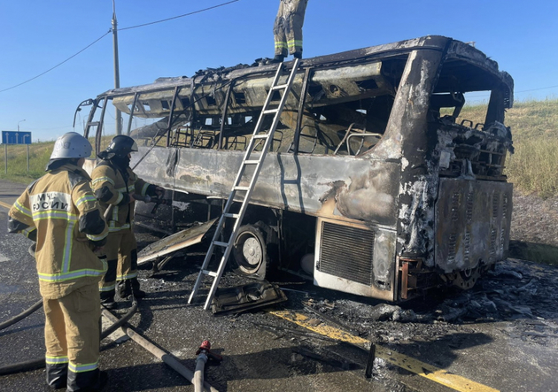 Автобус с пассажирами сгорел в Адыгее