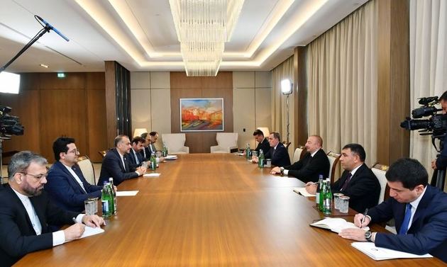 Встреча главы МИД Ирана Хосейна Амира Абдоллахияна и президента Азербайджана Ильхама Алиева 5 июля 2023 года