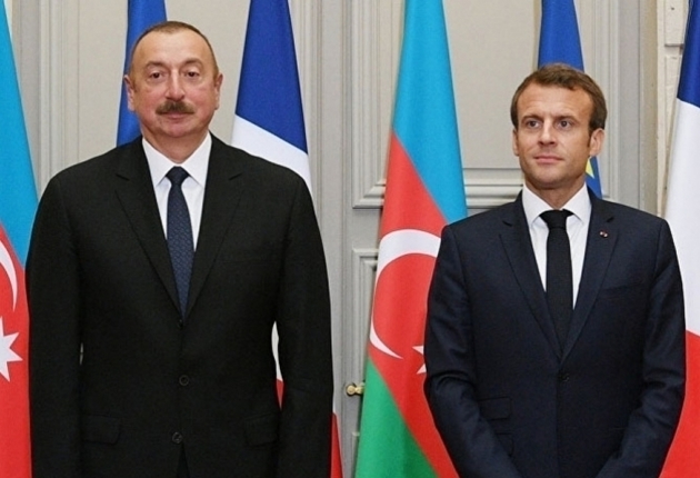 Президент Азербайджана Ильхам Алиев и президент Франции Эммануэль Макрон