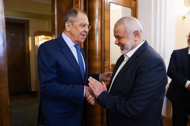 Сергей Лавров и председатель Политбюро ХАМАС Исмаил Хания в Москве, сентябрь 2022 года