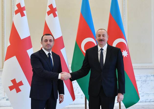 Премьер-министр Грузии Ираклий Гарибашвили и президент Азербайджана Ильхам Алиев