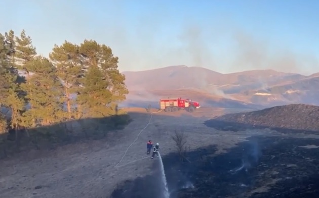 Пожар возле горы Большое седло в Кисловодске