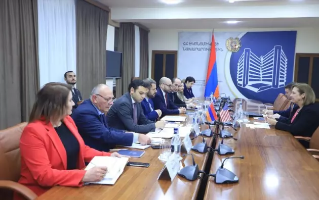 встреча главы Минэкономики Армении Геворга Папояна и посла США Кристины Куинн