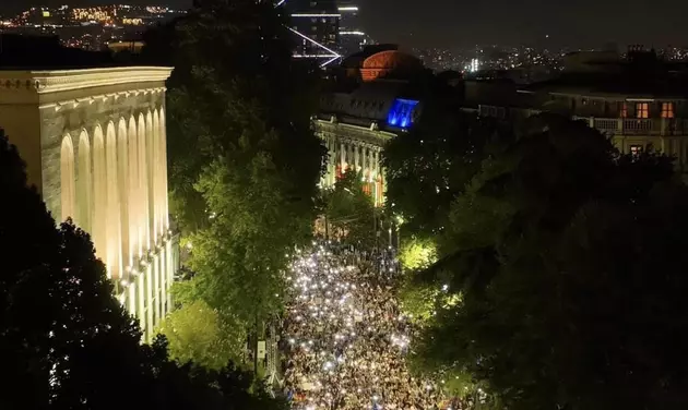 акция протеста против законопроекта об иноагентах в Тбилиси