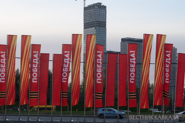 Праздничное оформление ко Дню Победы на Поклонной горе