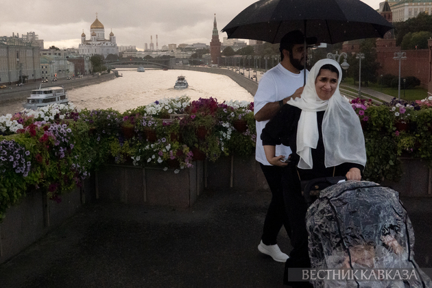 Туристы в Москве