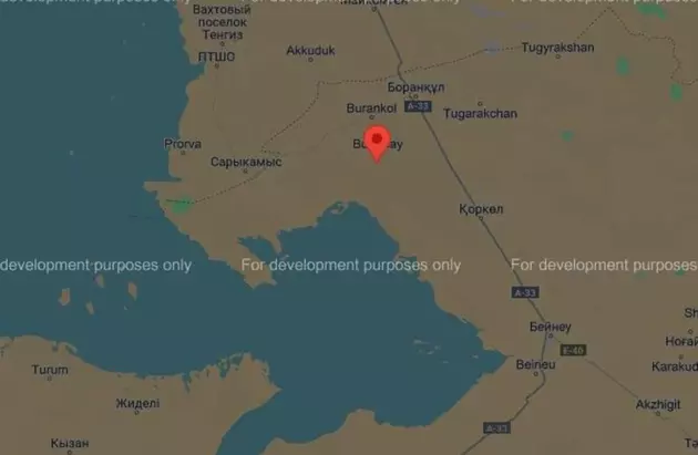 Карта с пометкой эпицентра землетрясения на западе Казахстана 10 апреля 2025 года 