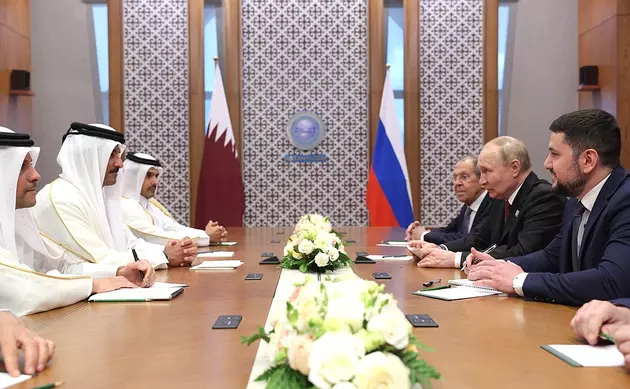 Эмир Катара на переговорах с президентом РФ