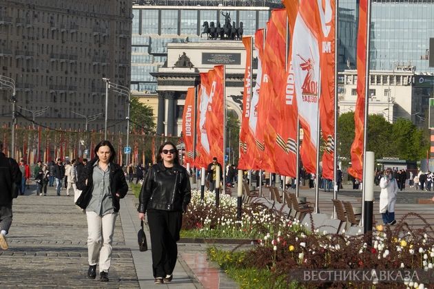 Праздничное оформление ко Дню Победы на Поклонной горе