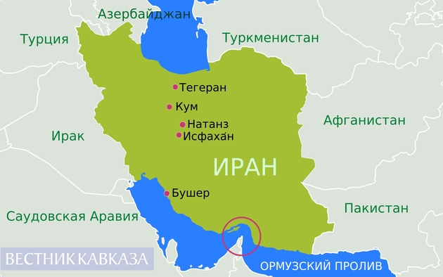 Карта Ирана с Ормузским проливом