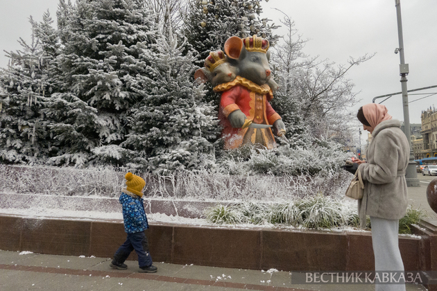 Новогодние украшения на Театральной площади
