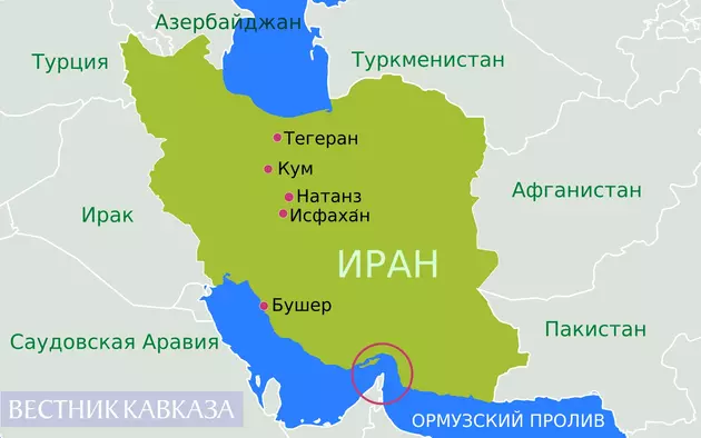 Карта Ирана с Ормузским проливом