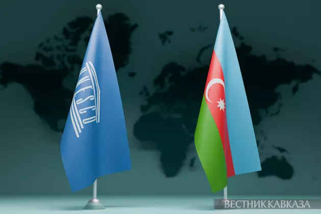 Флаги Азербайджана и ЮНЕСКО