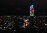 Стамбульская телебашня окрасилась в цвета флагов Турции и Азербайджана (ВИДЕО)