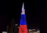 Накануне небоскреб Бурдж-Халифа в Дубае окрасили в российский триколор