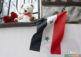 Флаг и игрушка у посольства Сирии в Москве