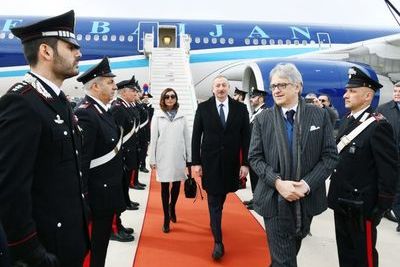Ильхам Алиев и Мехрибан Алиева прибыли в Италию с государственным визитом