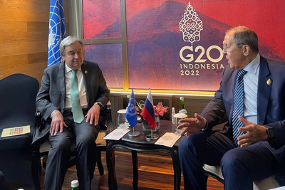 Сергей Лавров на полях саммита G20 проводит встречу с Антониу Гутеррешем