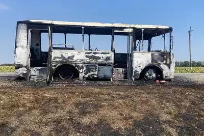 Автобус самовоспламенился в Брюховецком районе Кубани