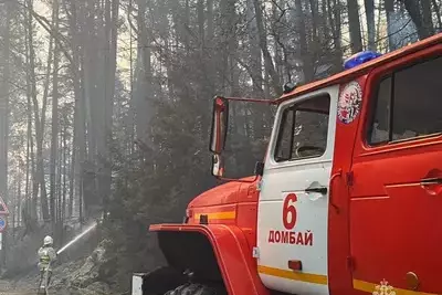 Пожар в Домбае: продвижение огня остановлено