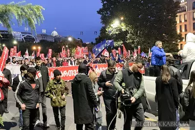 У здания парламента Тбилиси начался оппозиционный митинг