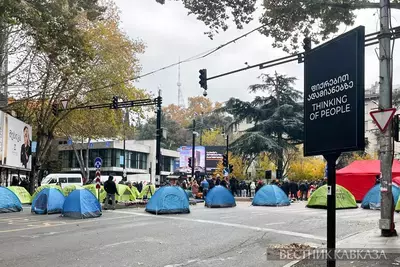 Студенты продолжили протест в Тбилиси около здания ТГУ