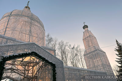 Световая инсталляция “Храм“ на месте разрушенного в советское время Спасского храма в Шуе