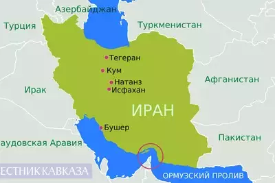 Карта Ирана с Ормузским проливом