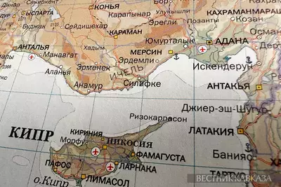 Карта юга Турции и Кипра